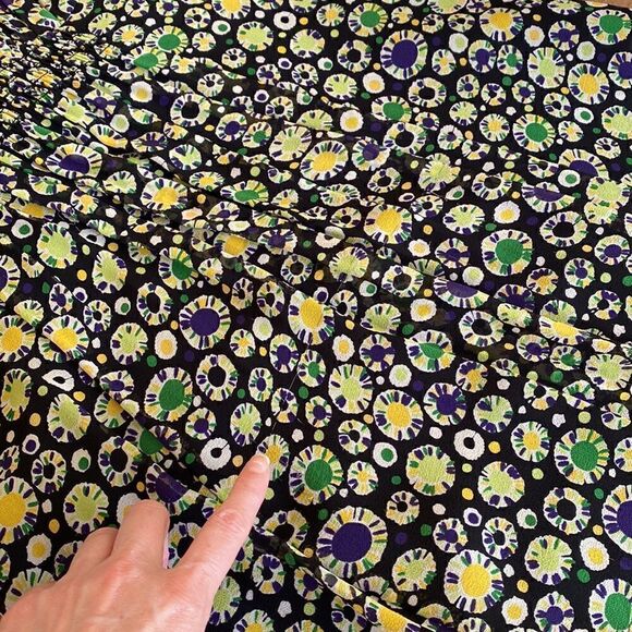 Armani Exchange Black and Yellow Dot Print Ruffle Maxi Dress Size 10 - Picture 7 of 11